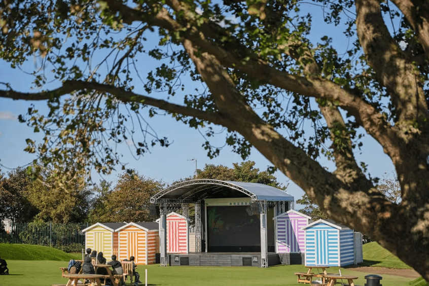 The outdoor stage at the Adventure Village